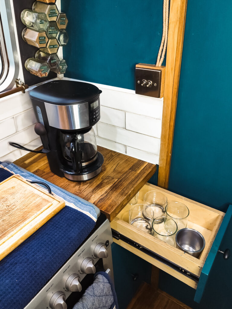 Photograph of Coffee station with pull out drawers