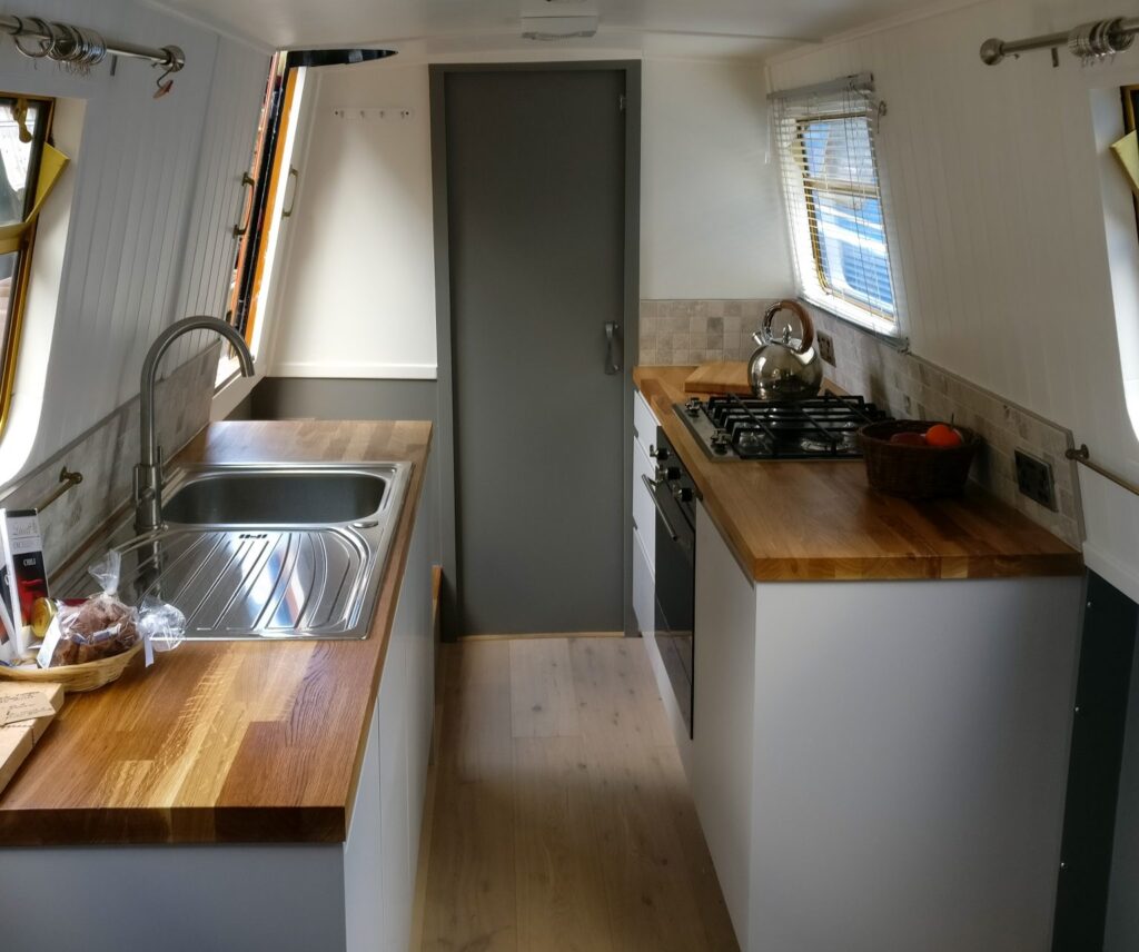 A Modern Narrowboat Kitchen pic 1 Cluett Carpentry Modern Narrowboat kitchen