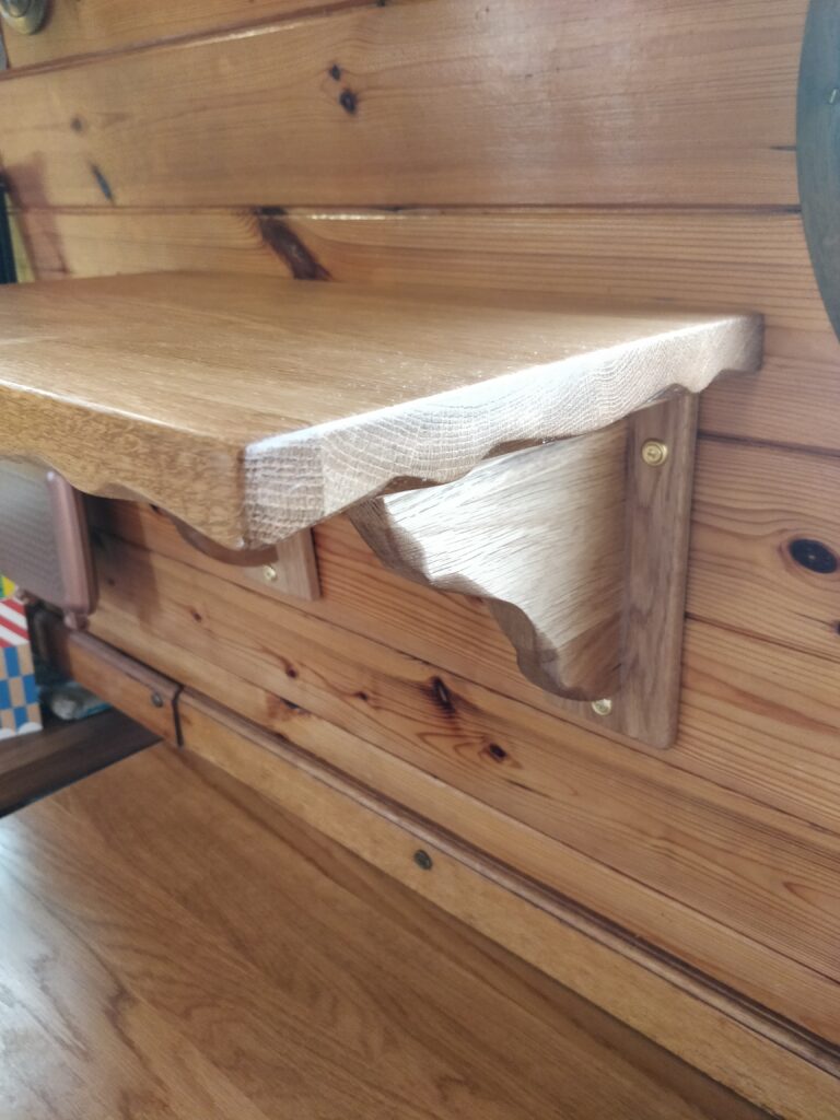 scalloped shelf close up Cluett Carpentry What Wood Live Edge Timber