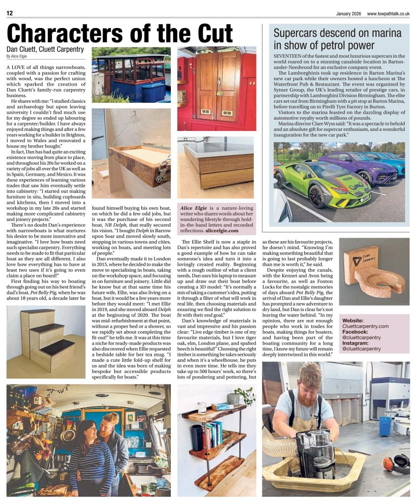 Towpath Talk Characters of the Cut Cluett Carpentry Towpath Talk Characters of the Cut January 2026